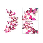 3D butterflies with magnet, house or event decorations, set of 12 pieces, rose red color